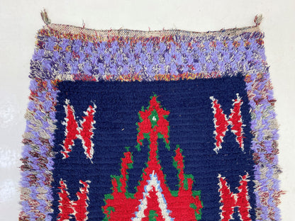 2x6.5 Feet Moroccan Runner, Vintage Colorful Runner Rug, Boho diamond Rug.