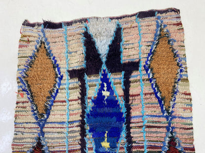 Moroccan Rug 3x8, Diamond Berber Runner Rug, Vintage Boho Runner.