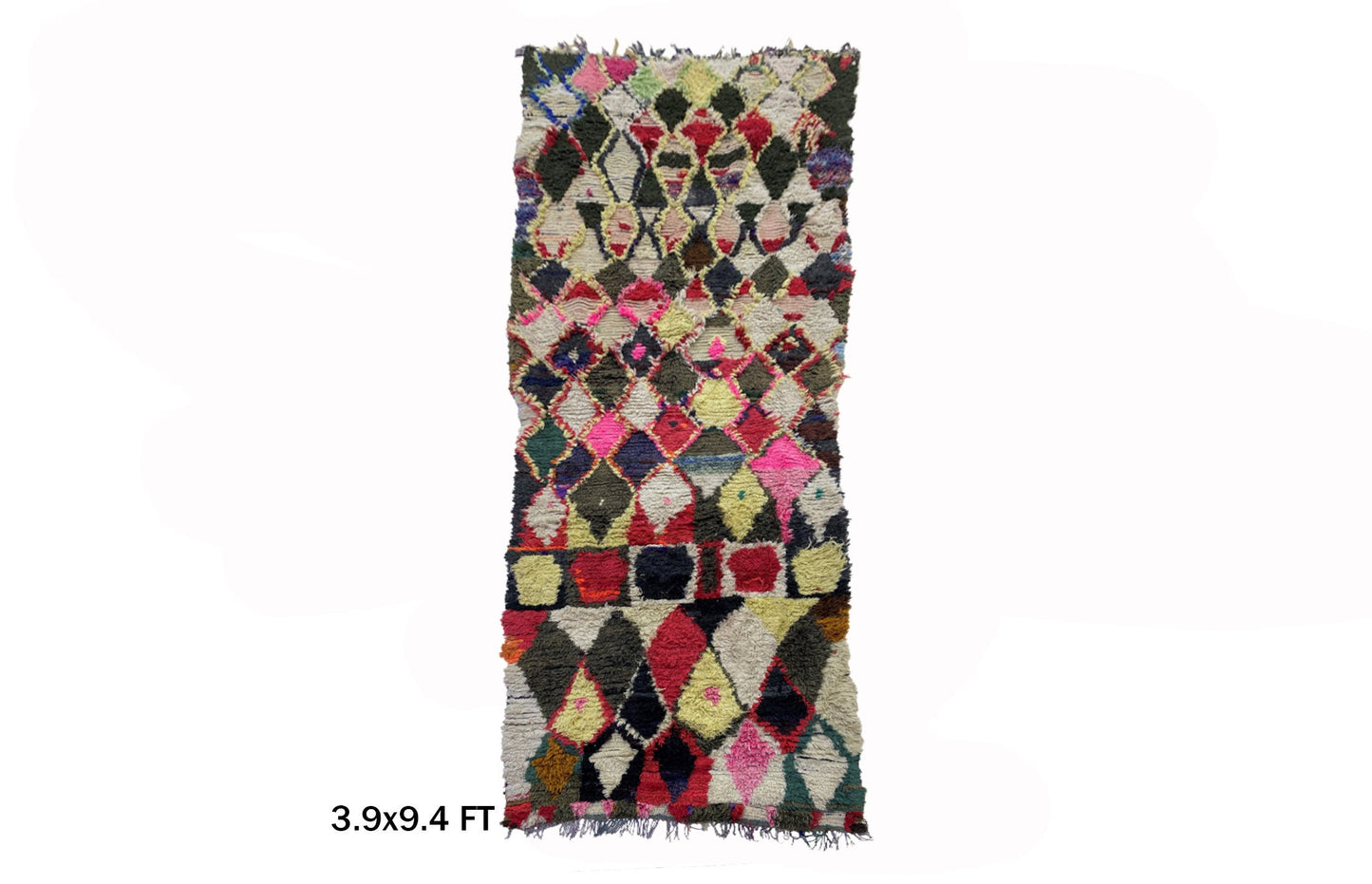 Moroccan Rug Runner, 4x9 Boho Vintage Home Decor Runner.