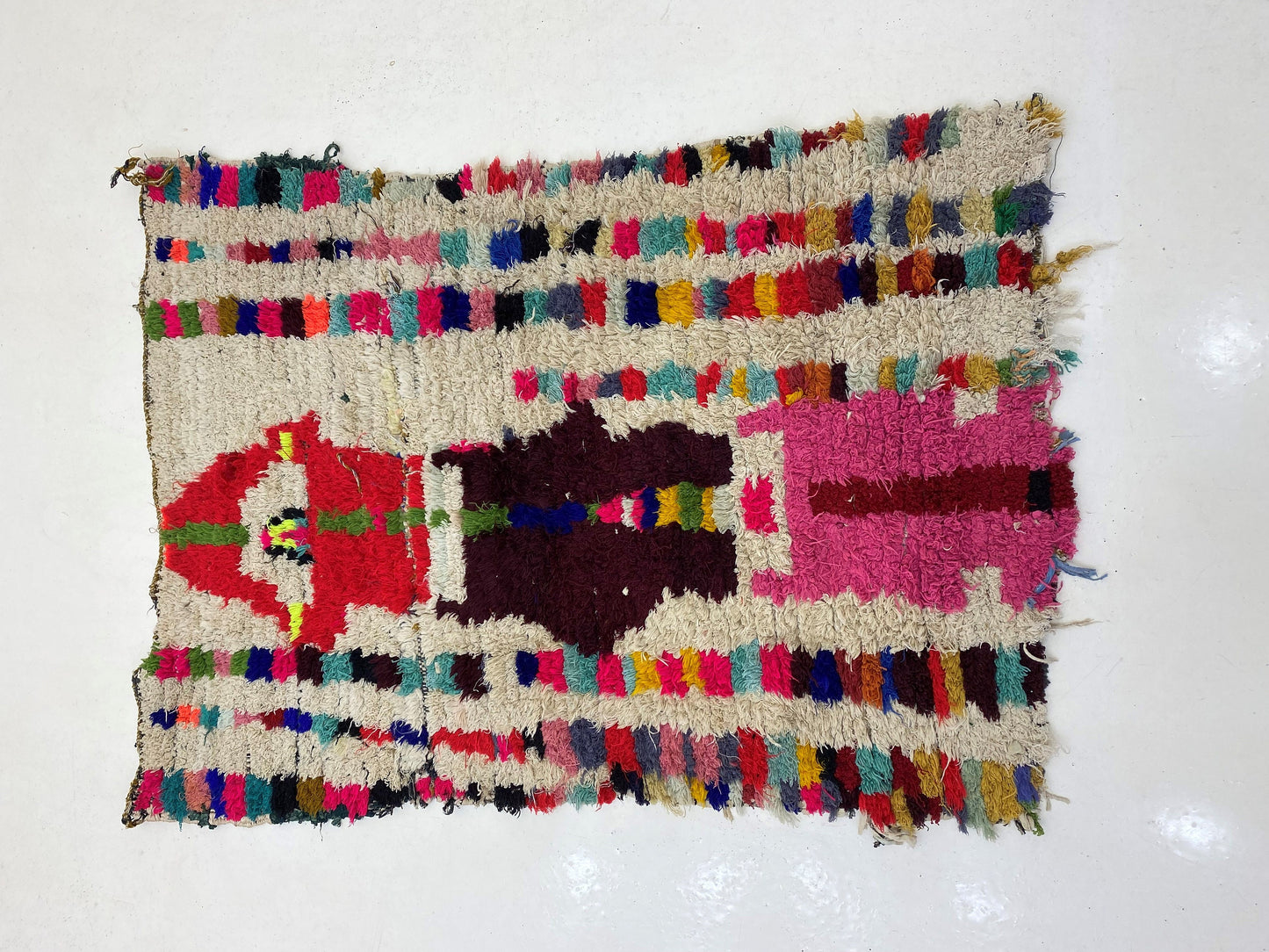 3x5 Colorful Moroccan Rug, Vintage Berber Decor Area Rug.