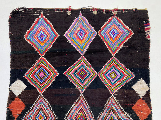 Moroccan Rug, Vintage Boho 4x7 Rug, Berber Diamond Area Rug.