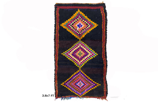 Vintage Bohemian Area Rug, Moroccan 4x7 Rug.