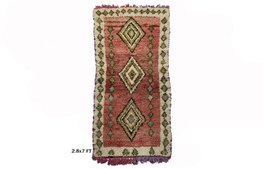 Moroccan Runner rug, Diamond Berber 3x7 Runner Rug.