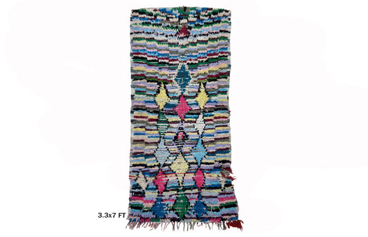 Moroccan 3x7 Runner, Narrow Vintage Berber Runner.