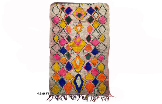 Diamond Multicolor 5x9 Rug, Berber Moroccan Decor Rug.