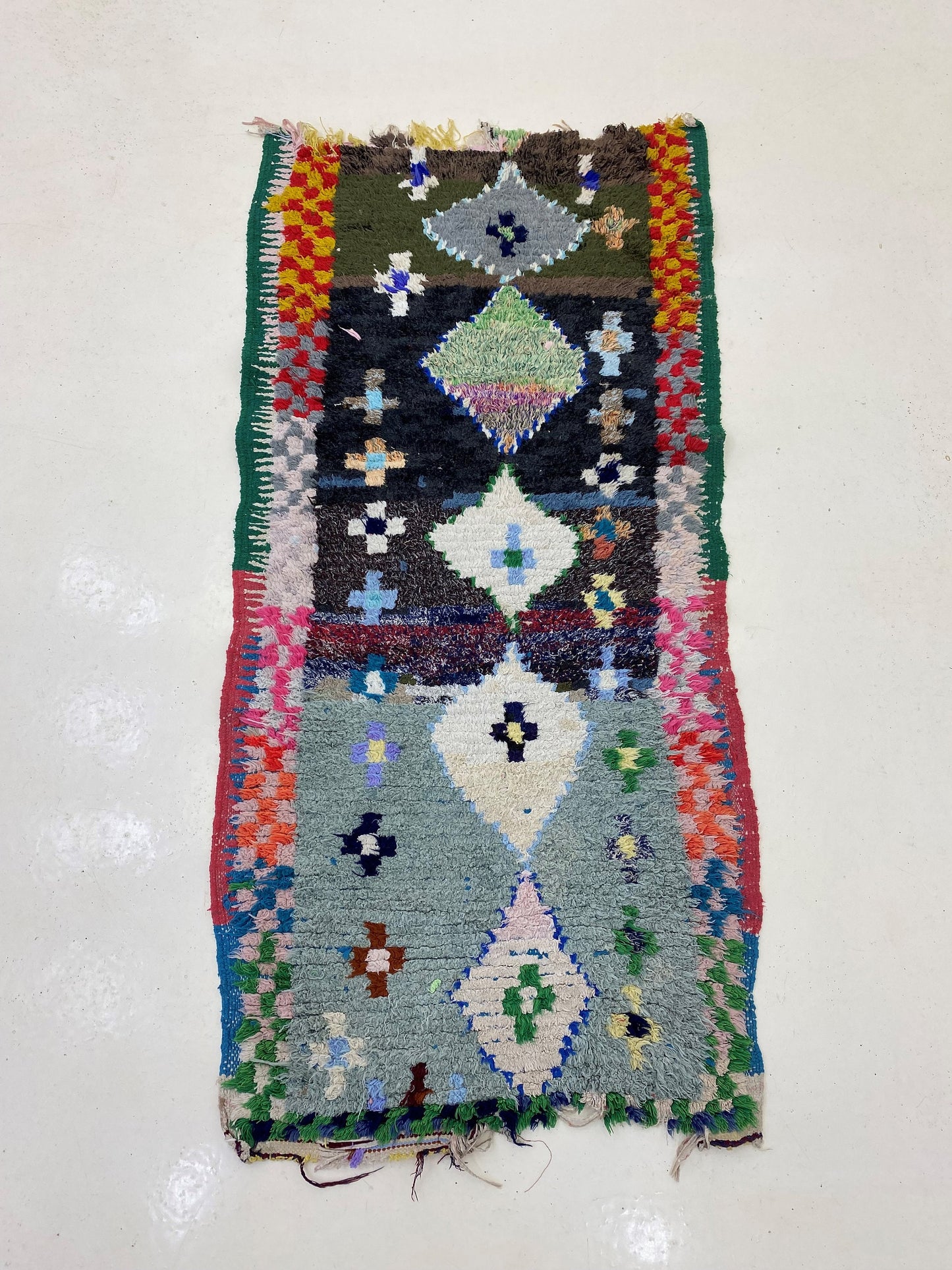 Small Moroccan 3x5 Rug, Vintage Diamond Decor Area Rug.