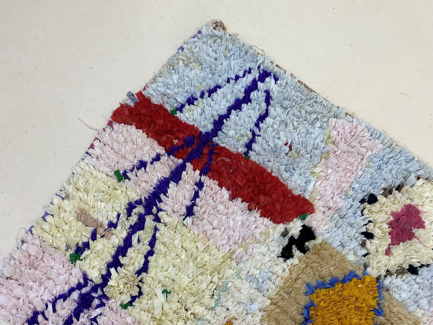 5x5 Moroccan Boucherouite Vintage Area Rug, Diamond Home Decor.