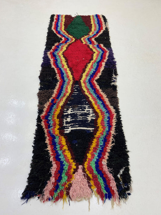Tapis de couloir berbère marocain 3x8, décoration d'intérieur vintage unique.