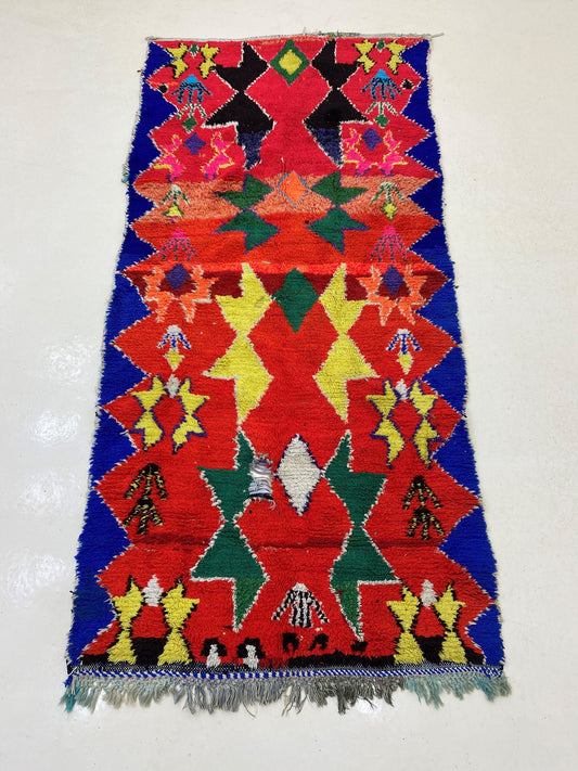 4x8 Berber Vintage Moroccan Rug Runner, Boho Decor Rug.
