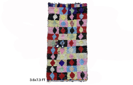 4x7 Vibrant Moroccan Rug, Berber Vintage Area Rug.