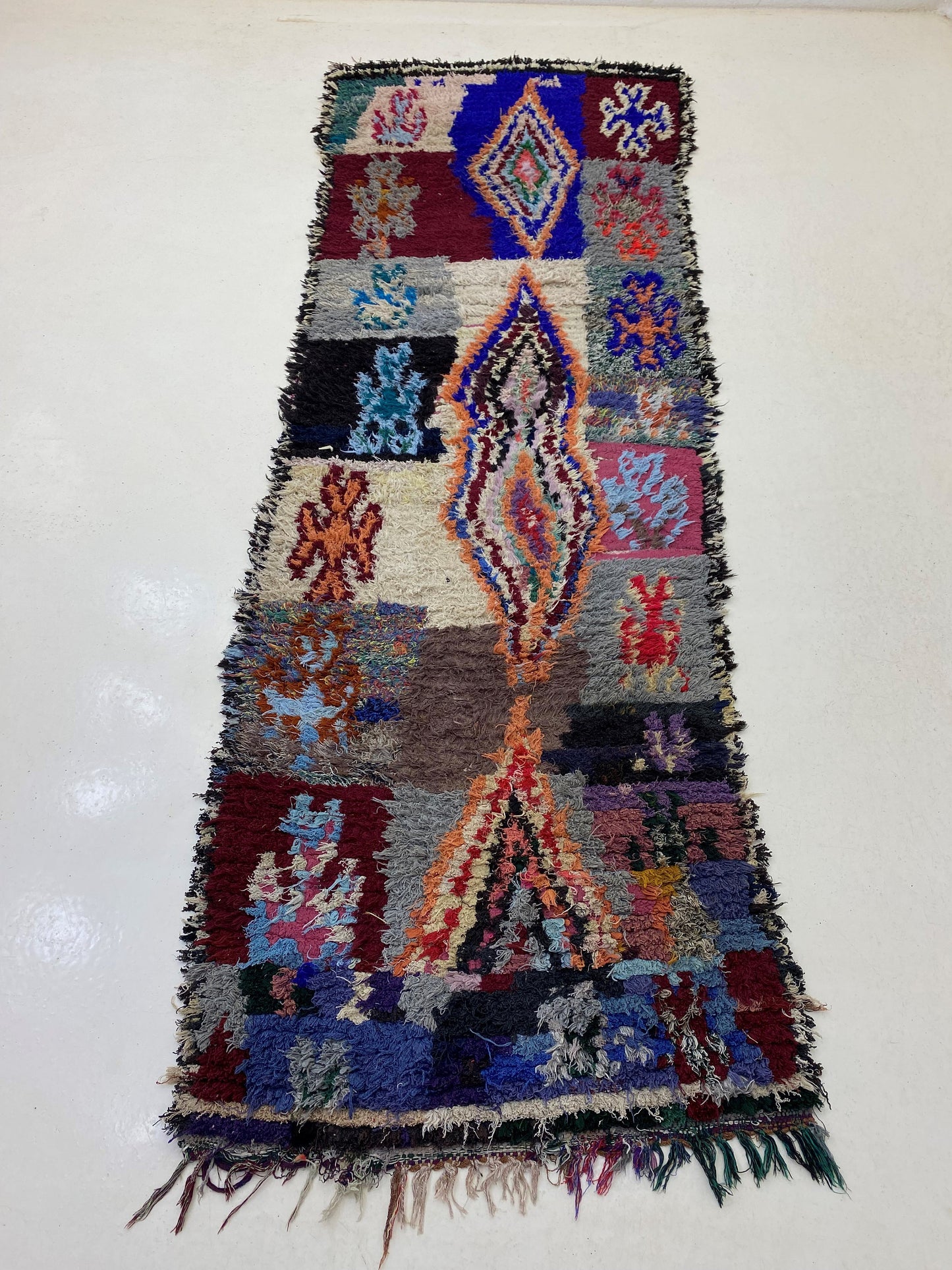 Moroccan 3x9.5 Runner, Vintage Colorful Berber Runner.