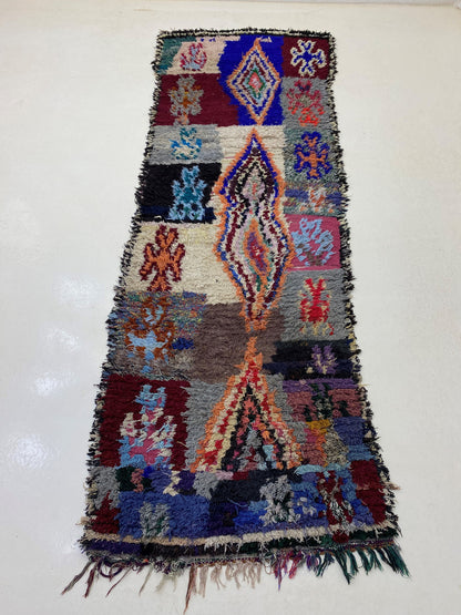 Moroccan 3x9.5 Runner, Vintage Colorful Berber Runner.