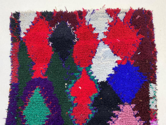 Diamond Multicolor Area Rug, Vintage 3.5x6 Moroccan Rug.