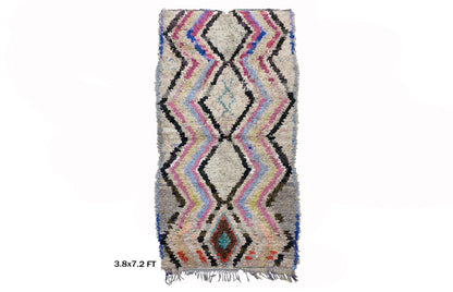 Moroccan Rug, 4x7 Berber Diamond Area Rug, Vintage Home decor Rug.