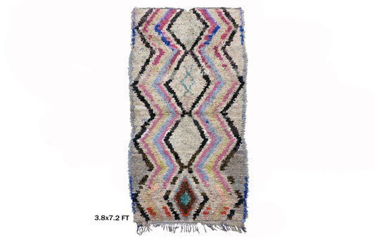 Moroccan Rug, 4x7 Berber Diamond Area Rug, Vintage Home decor Rug.