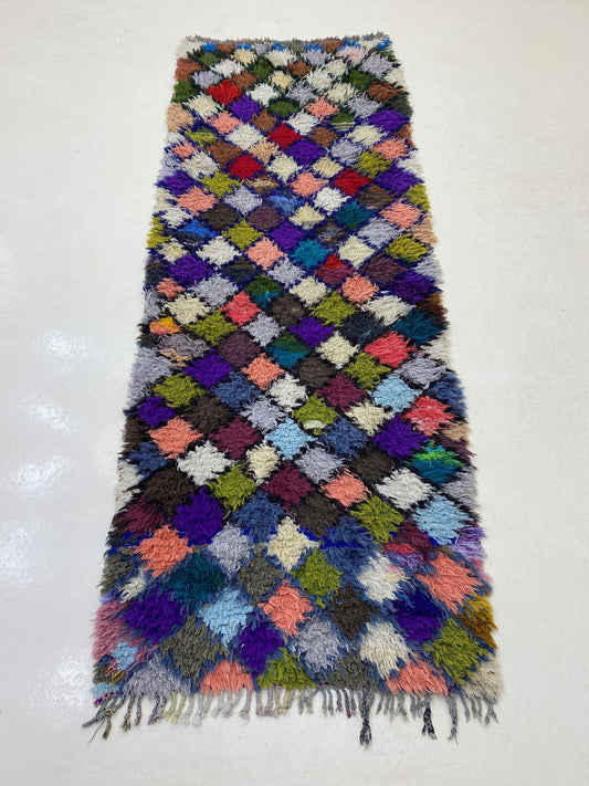 Tapis de couloir marocain vintage 3x8, décor bohème unique, tapis de couloir berbère coloré.