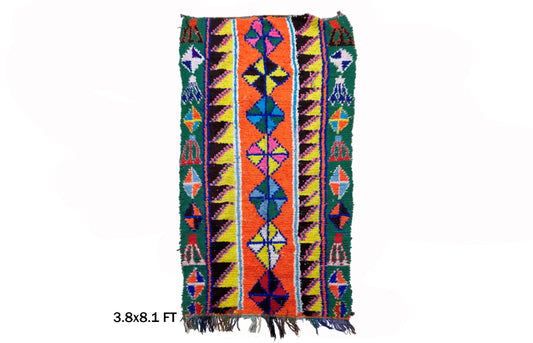 4x8 Colorful Berber Vintage Moroccan rug.