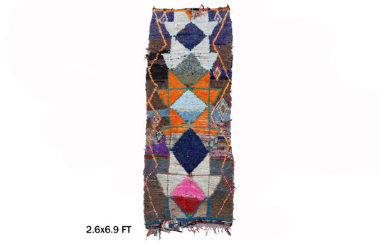 Colorful Vintage Moroccan runner rug 3x7.