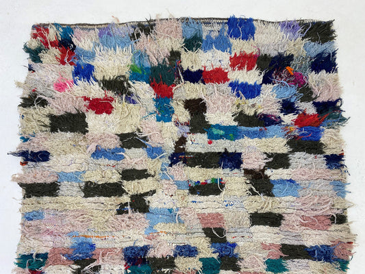 Berber 4x6 Moroccan Rug, Vintage Checkered Area Rug.