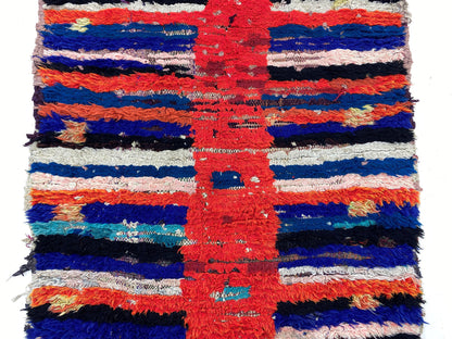 3x7 Unique Vintage Moroccan Runner Rug, Vibrant and Stylish Runner.