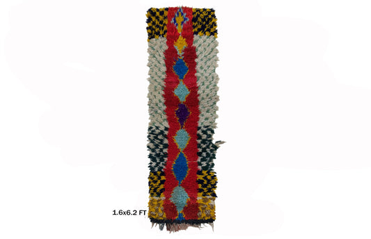 Small Moroccan 2x6 Runner, Colorful diamond Rug Runner.