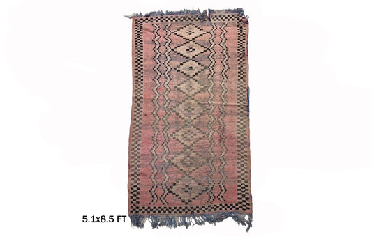 Soft Vintage Moroccan Area Rug, 5x9 Elegant Geometric Patterns, Berber Wool  Home Decor Carpet.