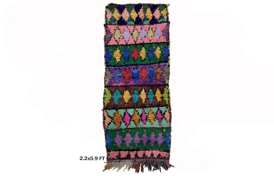 Small Berber 2x6 Runner, Vintage Colorful Runner, Moroccan Runner Rug.