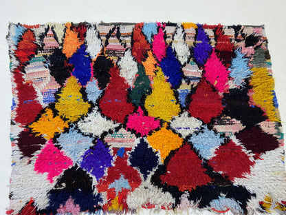 Diamond 6x4 Moroccan Rug, Vintage Colorful Area Rug, Berber Home Decor.