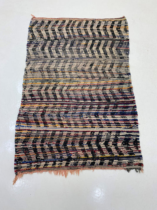 Moroccan Area Rug, 4x5 Hand-Knotted Wool Living Room Decor.