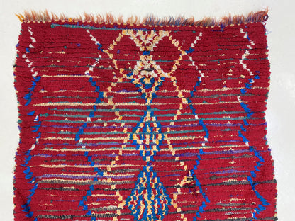 Narrow Moroccan Runner Rug 2x11 ft, Traditional Diamond Wool Runner, Long Narrow Hallway Decor.