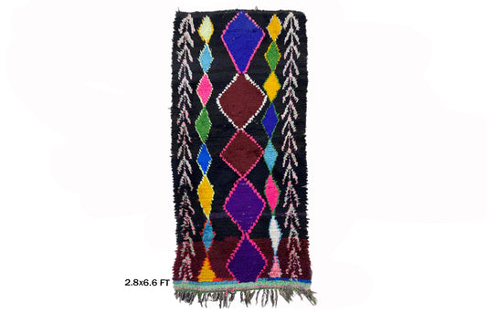 Unique 3x7 Moroccan Rug Runner, Diamond Vintage Runner Rug.