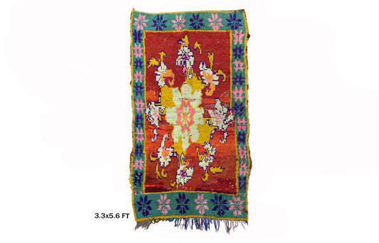 Small Moroccan Rug, Vintage Living Room Rug, Berber 3x6 Decor Rug.