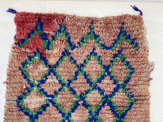 Extra Narrow 2x14 Moroccan Runner , Vintage Grid Runner, Diamond Berber Runner.