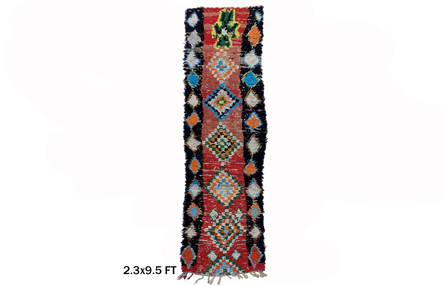 Tapis de couloir marocain étroit 2x10, tapis de couloir berbère vintage en laine.