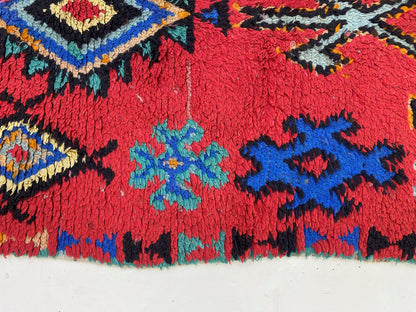 Petit tapis marocain 2x5, tapis berbère vintage en laine.