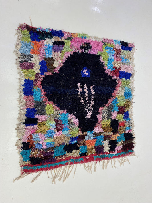 Boucherouite Square Moroccan Rug 4x4.
