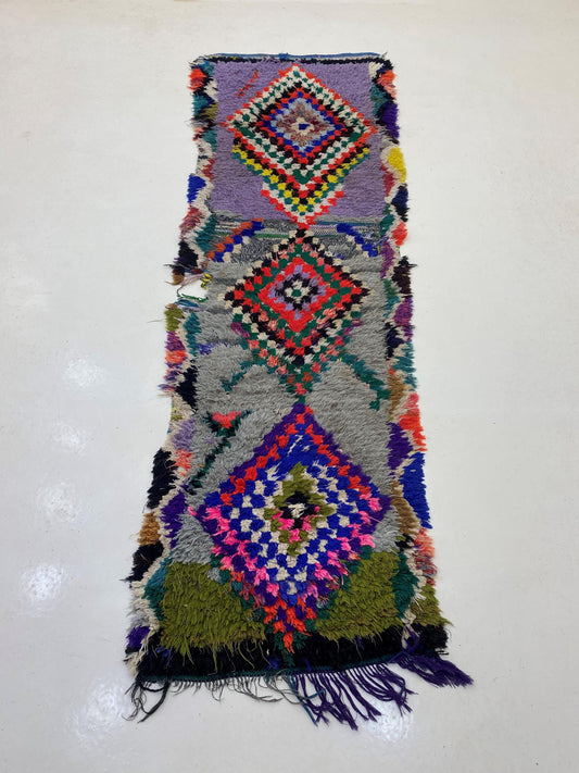 Colorful Moroccan Runner Rug, 3x8 Vintage Boho Decor.