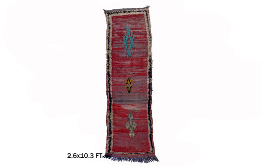 Moroccan Runner Rug 3x10, Long Wool Home Decor.