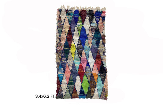 Moroccan Runner Rug 3x6, Boucherouite Colorful Home Decor.