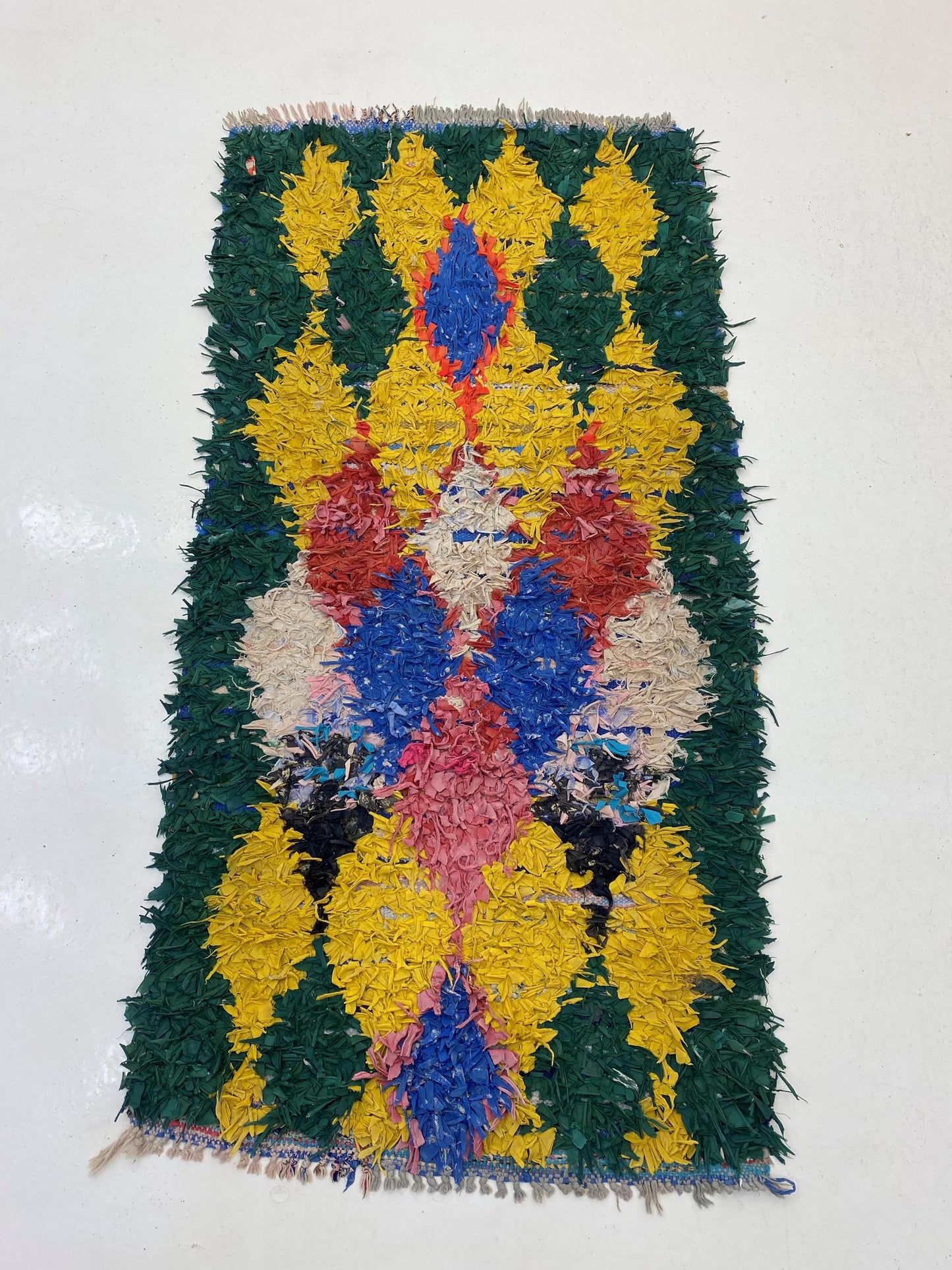 Moroccan Runner Rug 3x6, Diamond Boucherouite Runner.