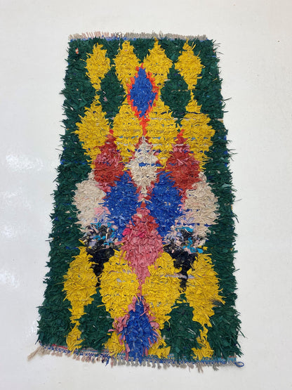 Moroccan Runner Rug 3x6, Diamond Boucherouite Runner.