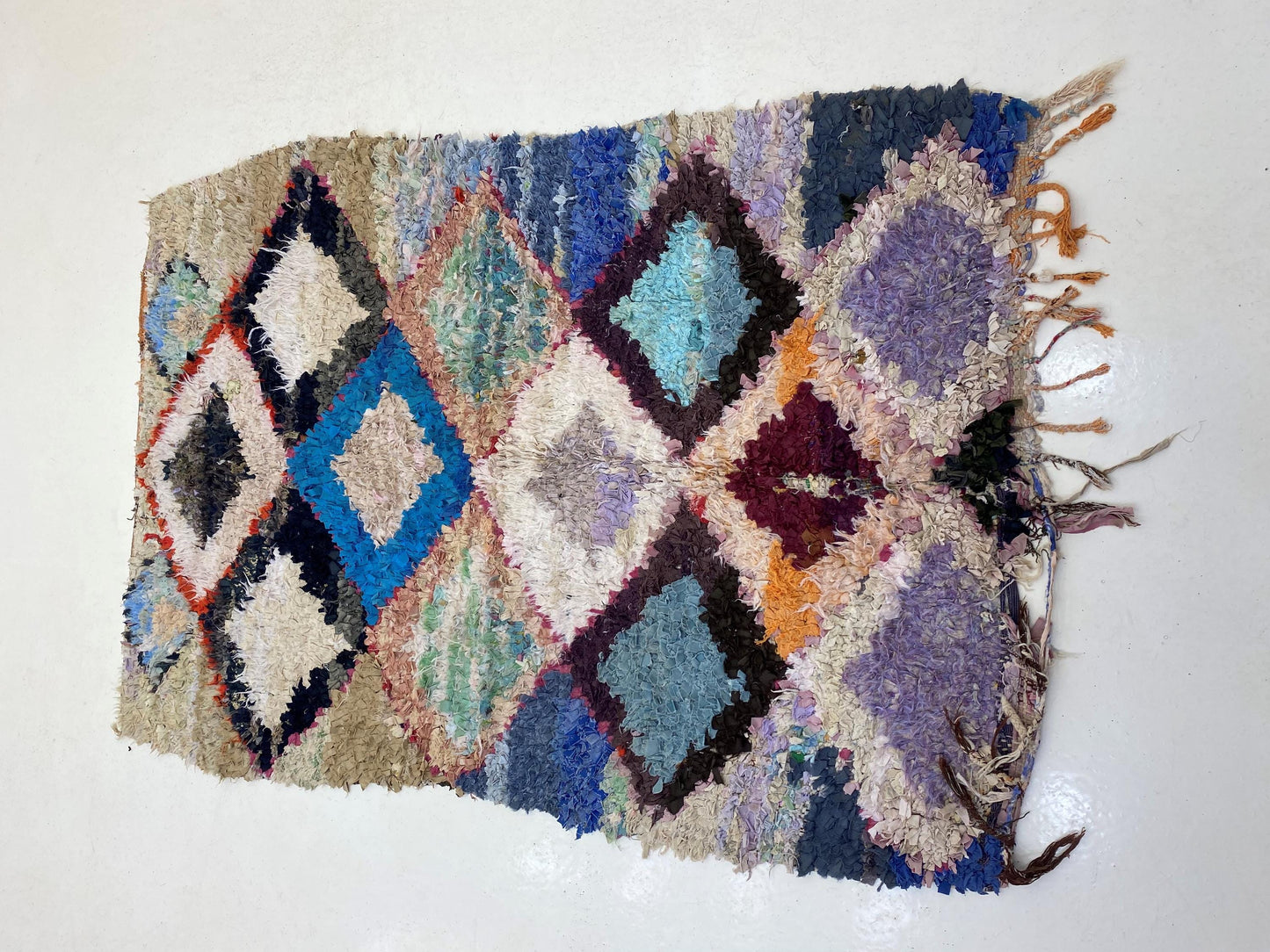 Boucherouite Vintage Moroccan Rug 4x7.