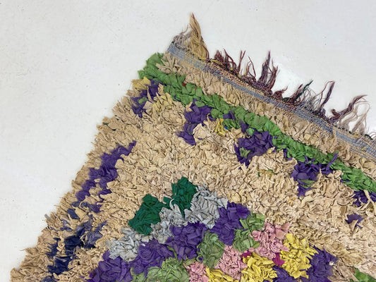 Moroccan Boucherouite Vintage Runner Rug 3x7.