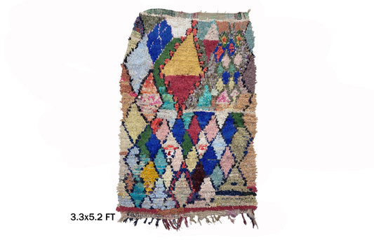 Petit tapis marocain Boucherouite 3x5.