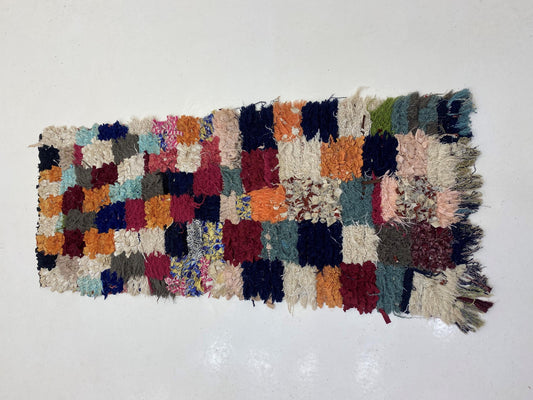 Moroccan Boho Boucherouite Runner Rug 2x6.
