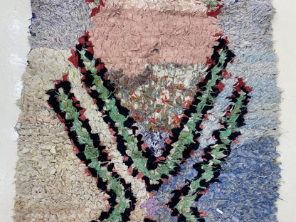 3x6 Moroccan Unique Boucherouite Runner Rug.