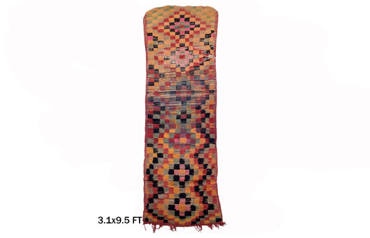 Unique Vintage Moroccan Runner Rug –  3x9 FT – Ideal for Creating Cozy Space.