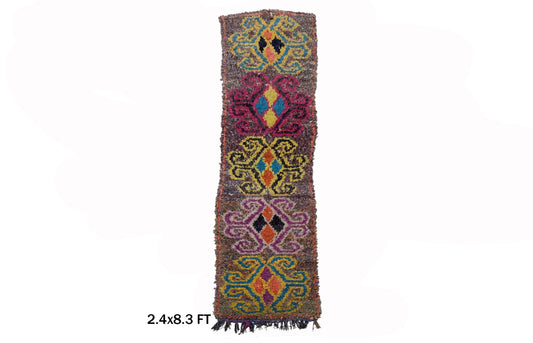 Moroccan Runner 2x7, Vintage Boucherouite Runner.