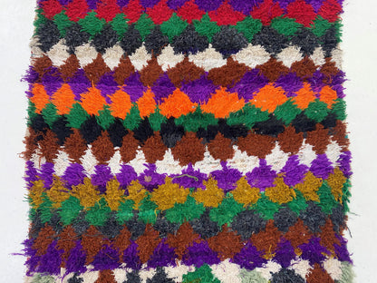 3x6 Moroccan Runner Rug, Colorful Vintage Home Decor.