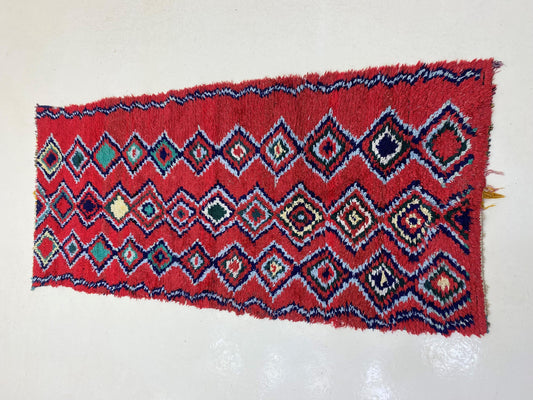 Moroccan Berber Runner ,  3x7 Diamond Vintage Runner.